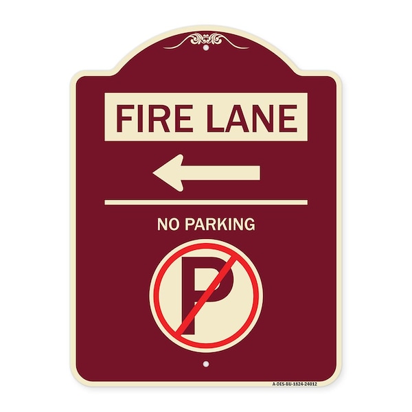Signmission Fire Lane No Parking W/ No Parking & Left Arrow Heavy-Gauge Alum Sign, 24" x 18", BU-1824-24012 A-DES-BU-1824-24012 - main